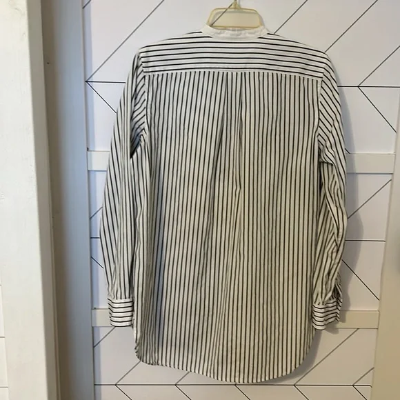 Lauren Ralph Lauren Womens Large White Navy Stripe Tunic Shirt Button Down Long - Picture 3 of 7